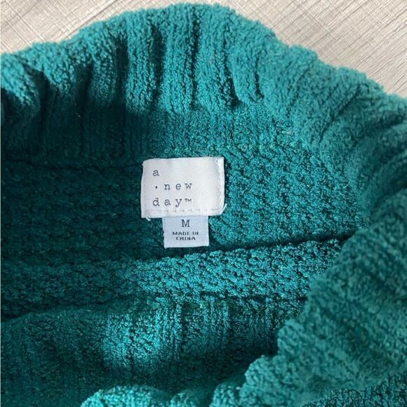 A NEW DAY | Set of 2 Oversized Chenille Split Seam Sweaters Teal Green Size M - Picture 7 of 10